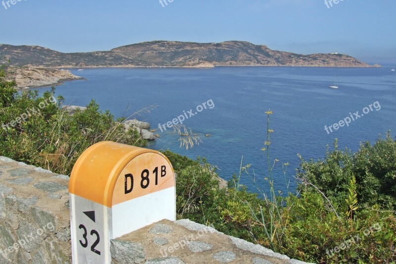 Kilometer Pole Holiday Corsica Sea Bay