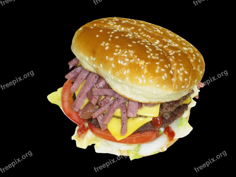 Hamburger Pastrami Cheese Burger Fastfood Free Photos