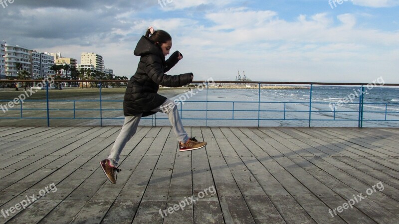 Girl Jumping Fun Jumping For Joy Freedom