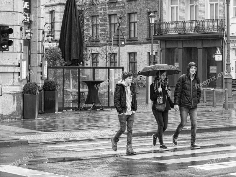 Street Photography Street Rain Umbrella Antwerp