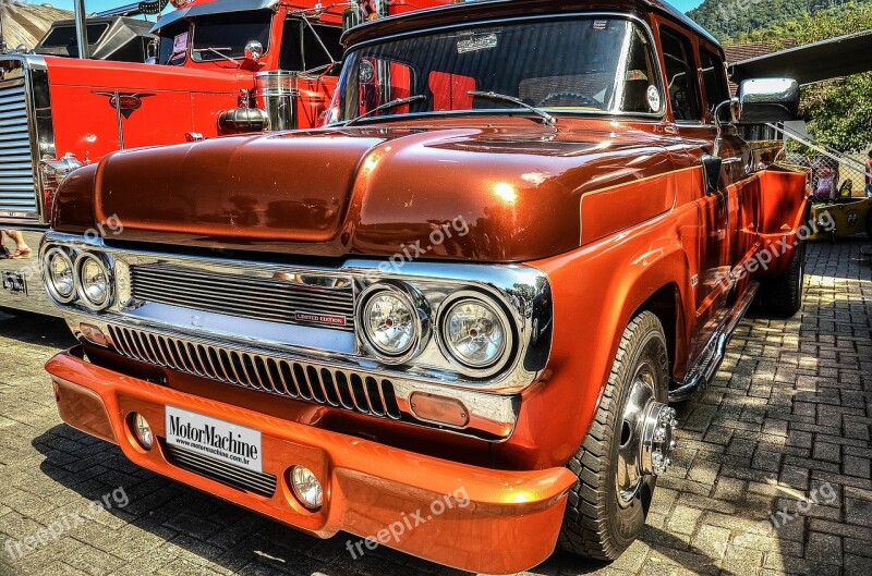 Old Car Old Timer Motormachine Motor Orange Color