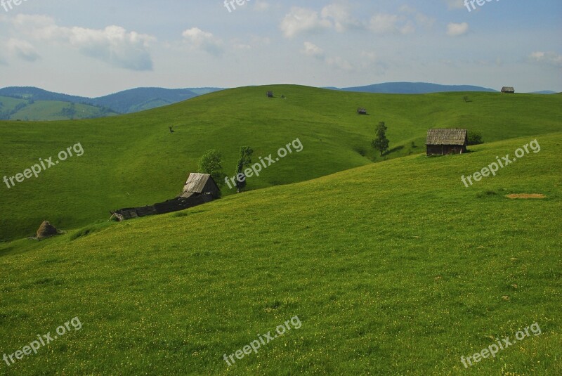 Landscape Sheepfold Rustic Mountain Free Photos