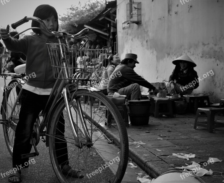 Vietnam Bike Black And White Little Girl Free Photos