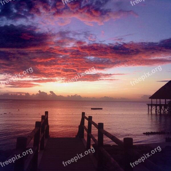 Zanzibar Beach Relax The Sunset Pink Sky