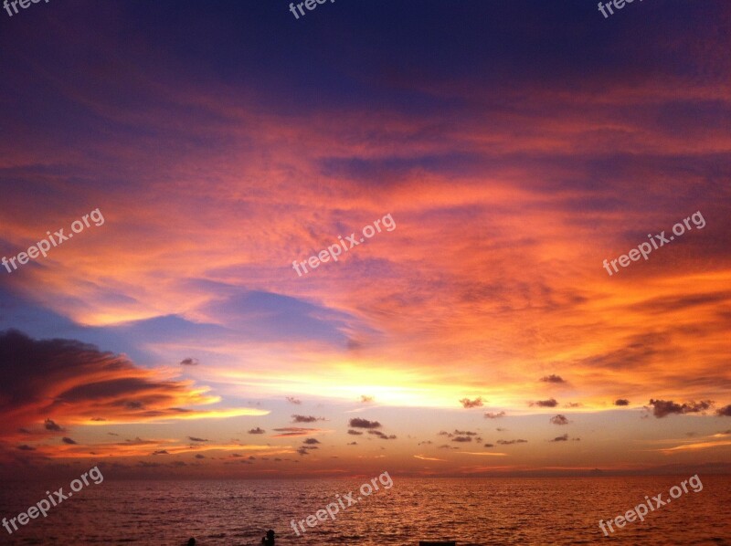 Atardecer Playa Cielo Mar Beach