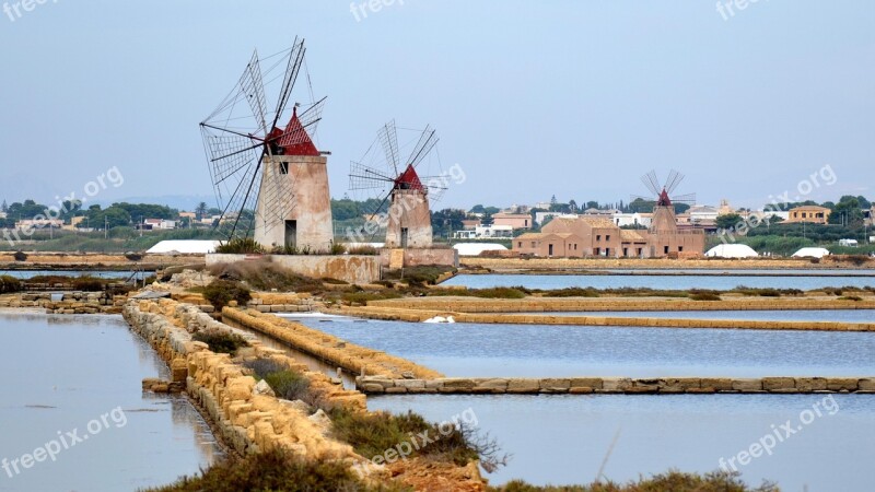 Sicily Marsala Salt Marshes Free Photos