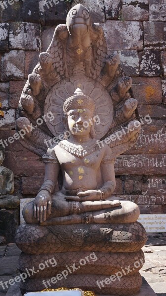 Phu Pek Buddha Statue Doors And Windows Serpent Ancient