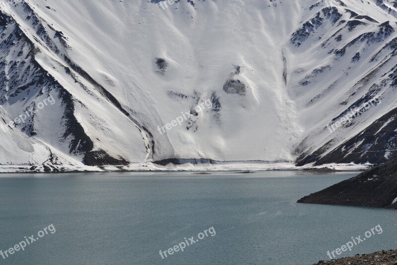 Snow Landscape Reservoir Nature Winter