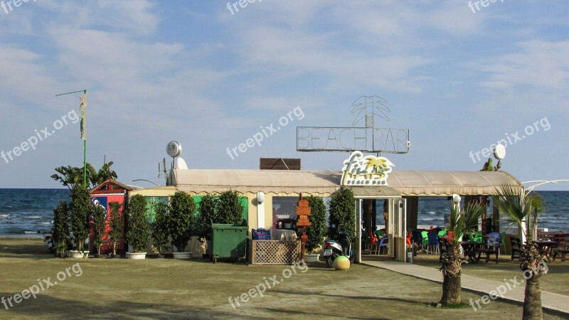 Cyprus Larnaca Beach Beach Bar Colourful