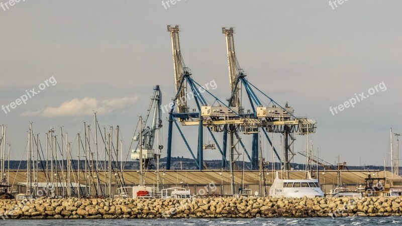 Cyprus Larnaca Harbour Harbour Cranes Heavy Machines