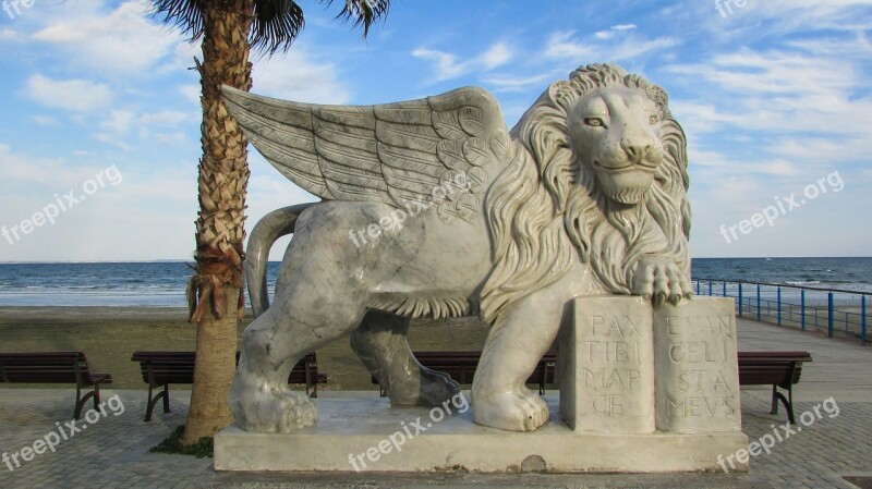 Cyprus Larnaca Lion Winged Lion Statue