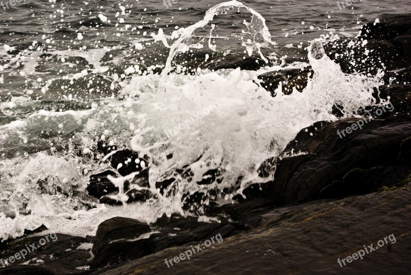 Splash Wave Rock Sea Stones