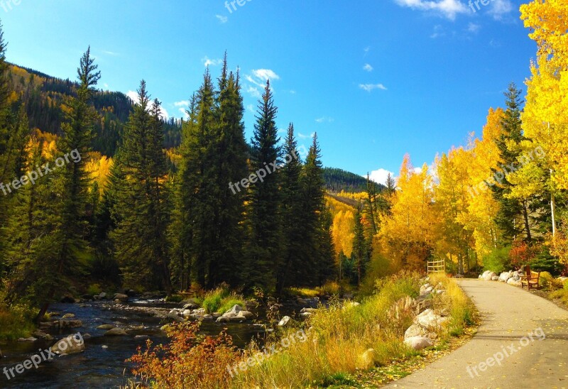 Mountains Autumn Trees Fall Creek