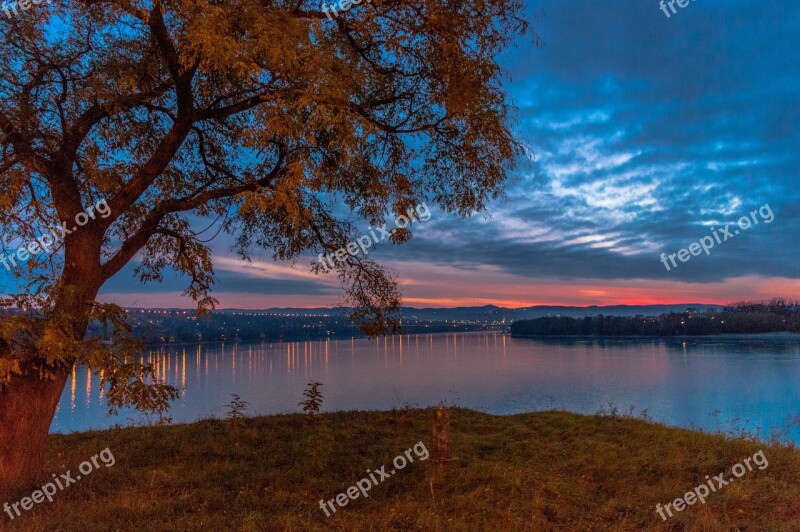 Petrovaradin Serbia Sunset Nature Danube