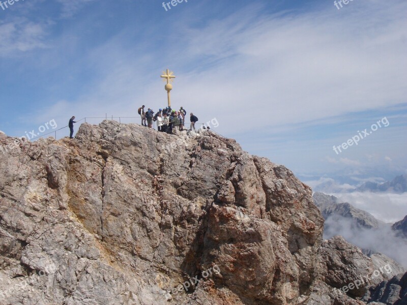 Zugspitze Summit Cross Zugspitze Massif View Germany