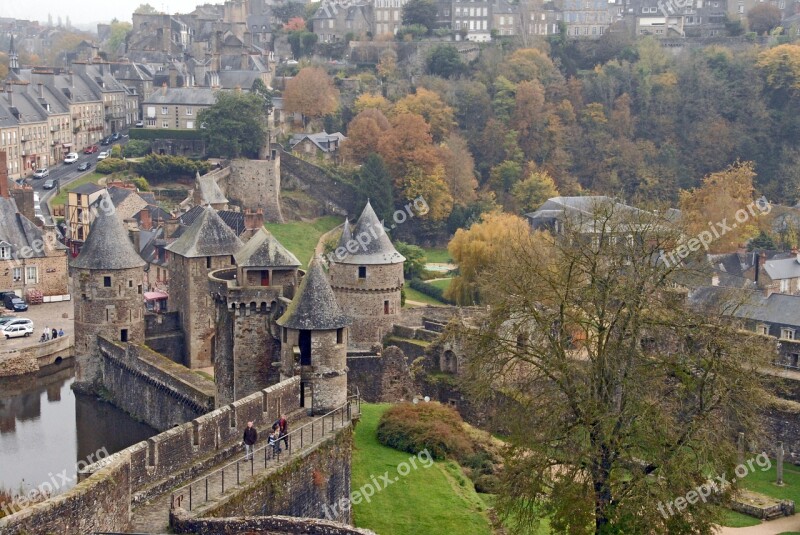 France Walled Castle Moat Europe Old