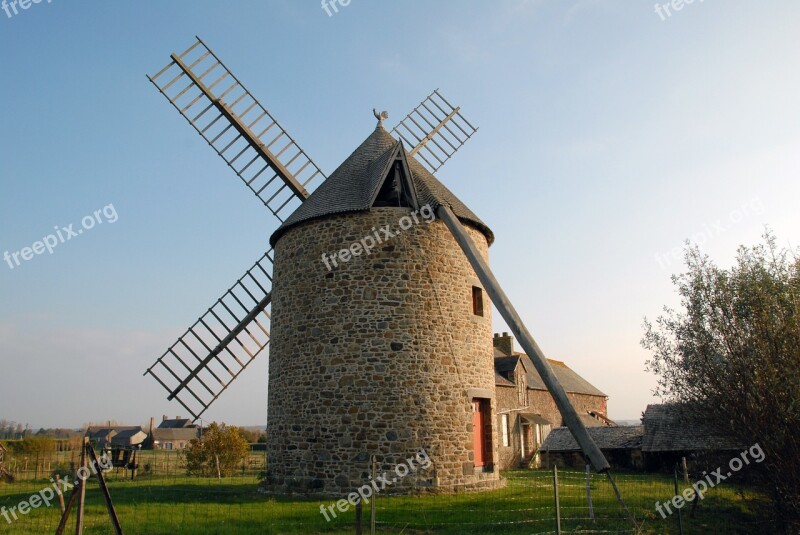 Wind Mill France Normandy Stone Farm