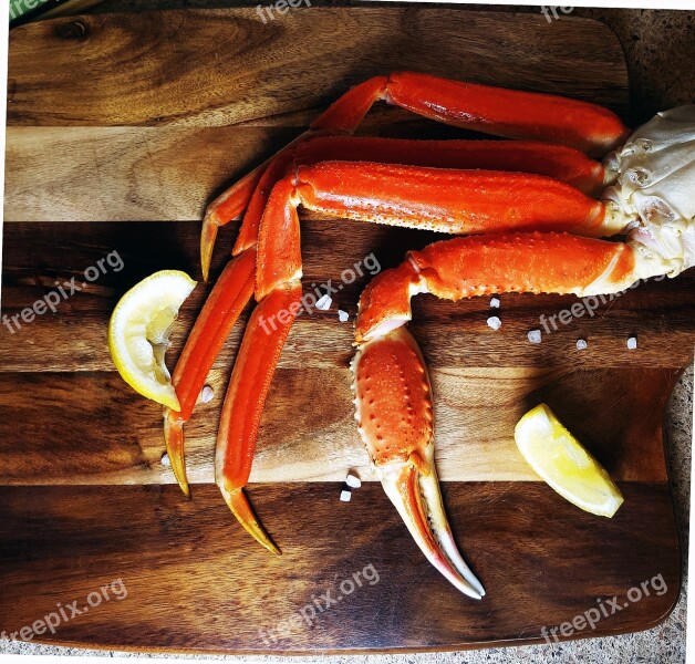 Crab Lemon Salt Wooden Board Wood Panels