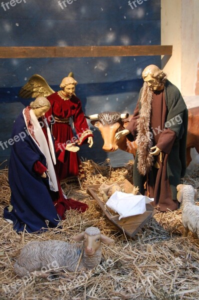 Crib Christmas Nativity Scene Maria Joseph