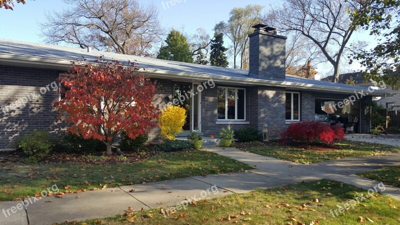 Multicolored Brick House Stain Stained