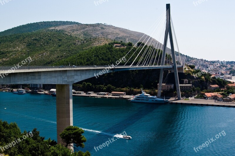 Bridge Water Croatia City Mountain