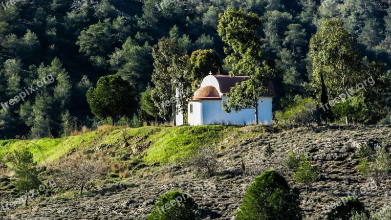 Cyprus Chapel Forest Mountainous Landscape