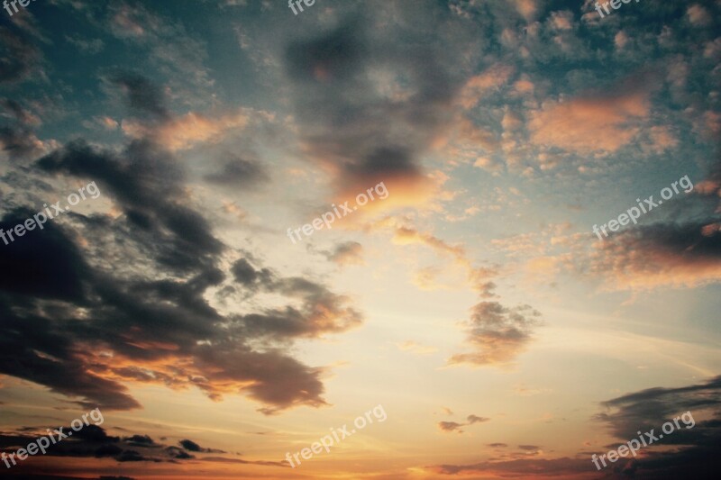 Sky Clouds Rays Blue Dark Clouds