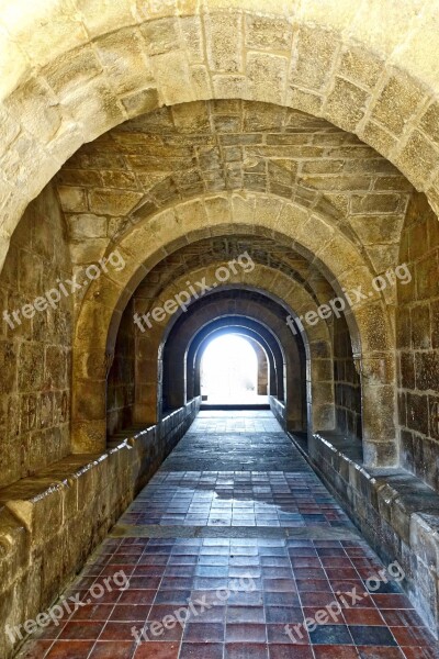 Corridor Stone Tunnel Arches Perspective