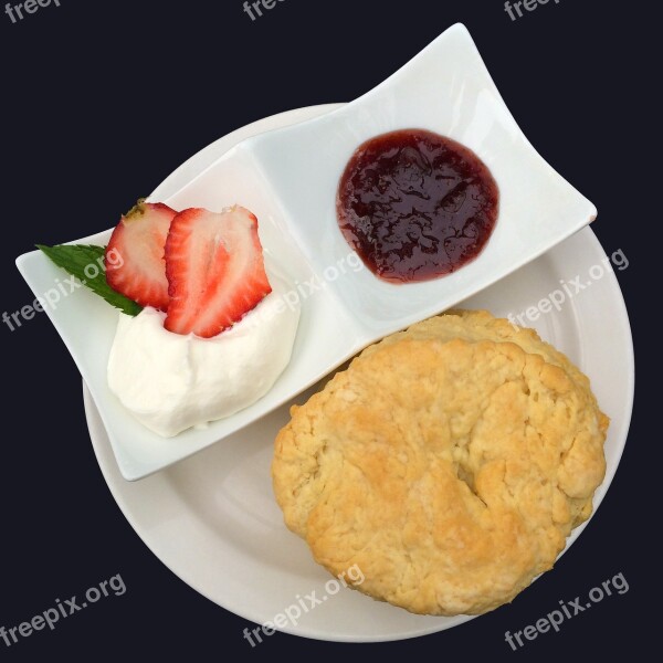 Scones Jam Clotted Cream Afternoon Tea Food