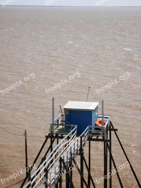 Sea Fisherman's Hut Cabin On Stilts Tahmasebi On Gironde France Fishing