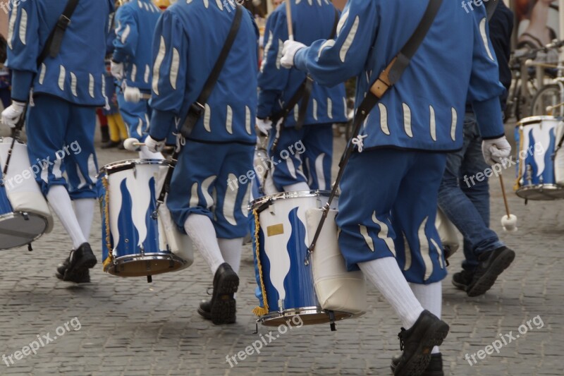 Drummer Musician Music Group Marching In A Row