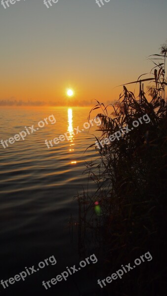 Orange Sky Dawn Fog Reflection Sunset