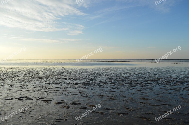 Wadden Sea Ebb Flood Norddeich North