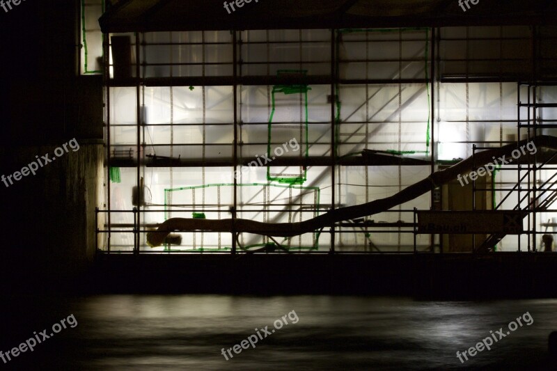 Scaffold Construction On The Water Night Free Photos