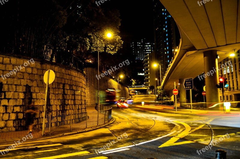 Hong Kong Night Street City Asia