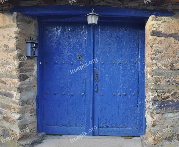 Double Doors Blue Entrance Exit Building