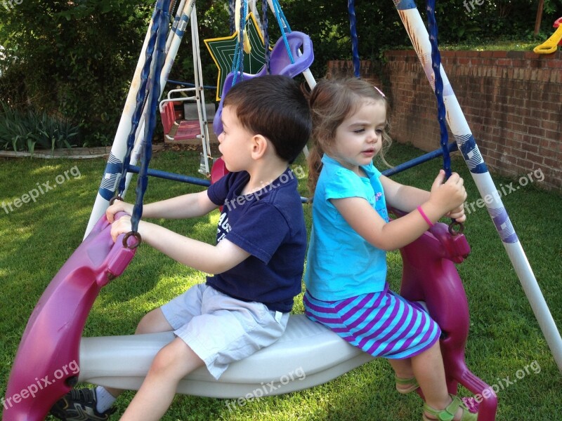 Kids At Swing Daycare Playground Swinging Free Photos