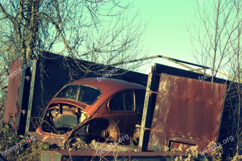 Salvage Yard Car Wreck Vintage Old