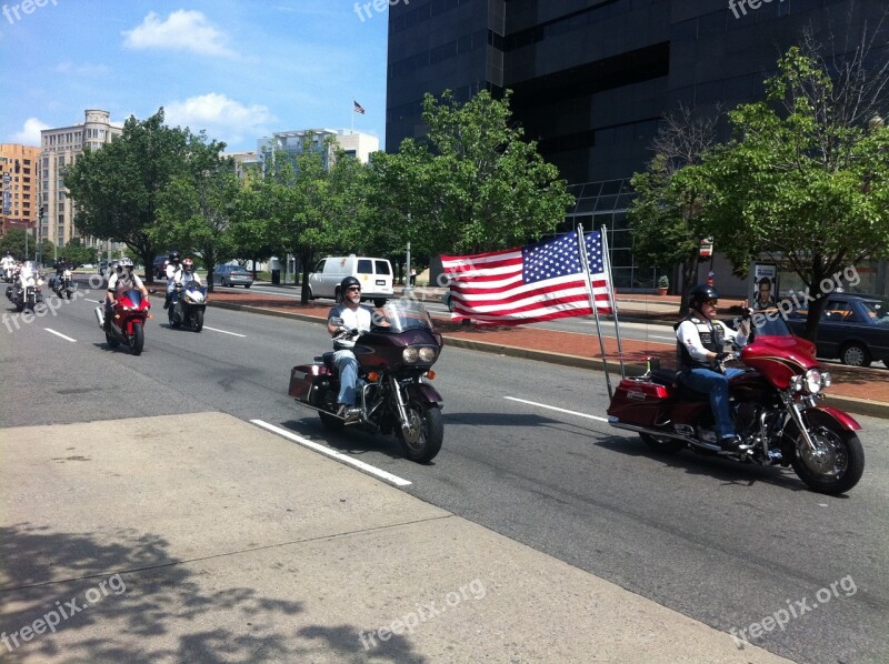 Motorcycle Flag Constitution Avenue Dc Memorial Day