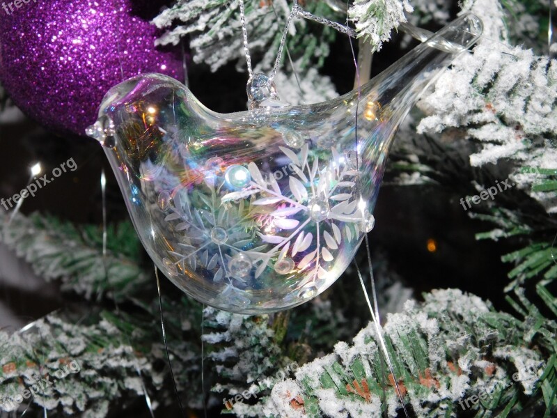 Christmas Glass Bird Ornament Seasonal