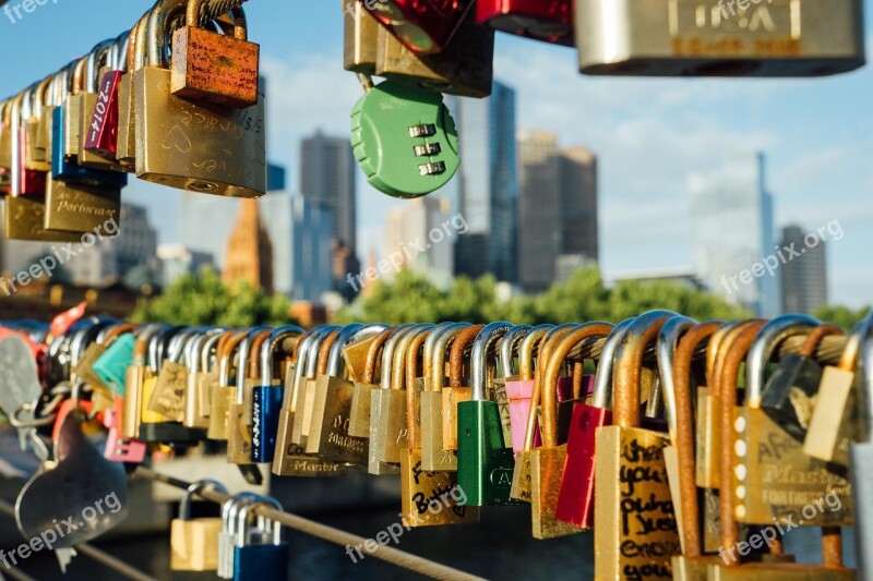 Melbourne Lock Bridge Skyline Aussie