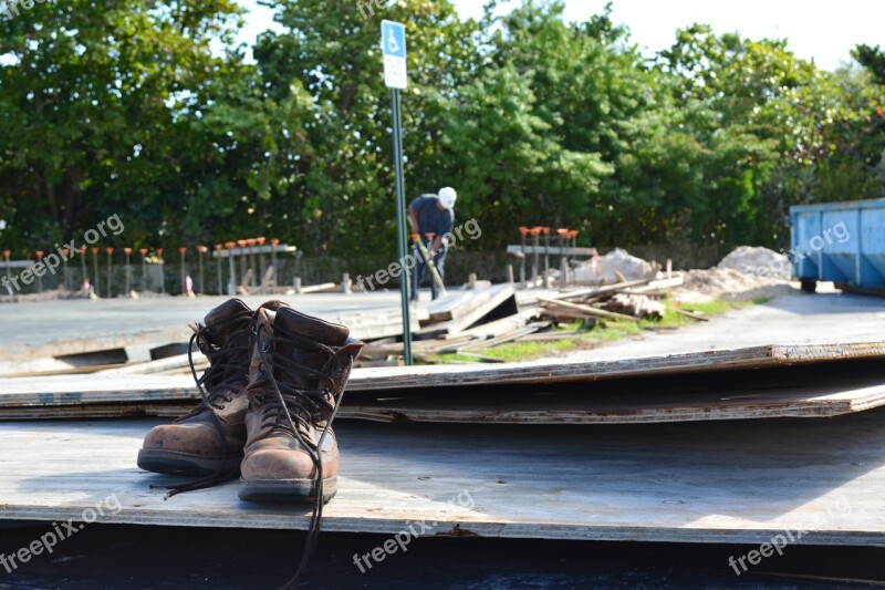 Construction Job Site Boots Foundation Wood