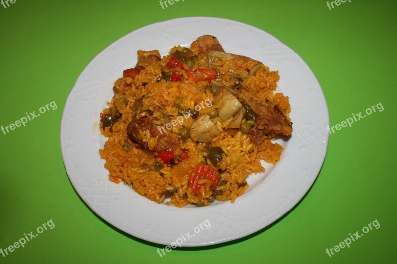 Paella Rice Valencia Food Spanish