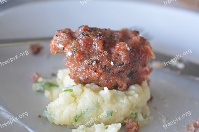 Mashed Potato Meat Food Grilled Meal