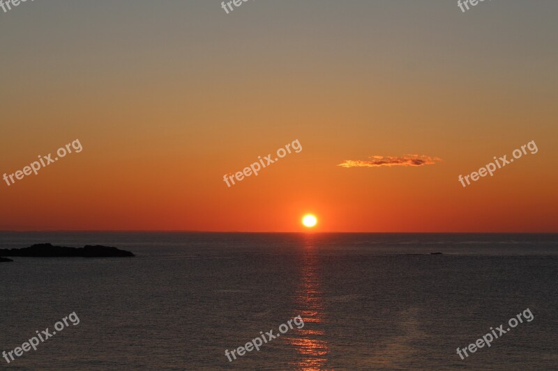 Sunset Sun Setting Sea Idyll