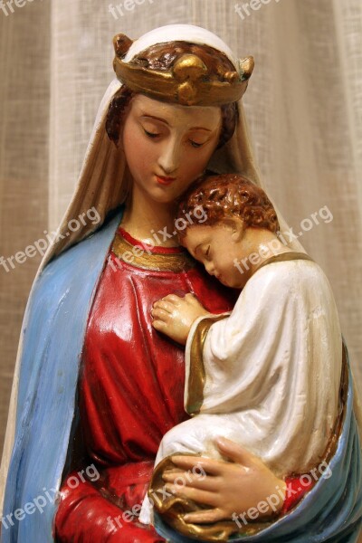 Religion Virgin Mary Madonna Baby Jesus Statue