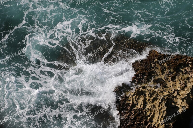 Beach Drone Rocks Water Aerial