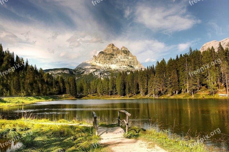 Lago Antorno Dolomites Landscape Misurina Alpine