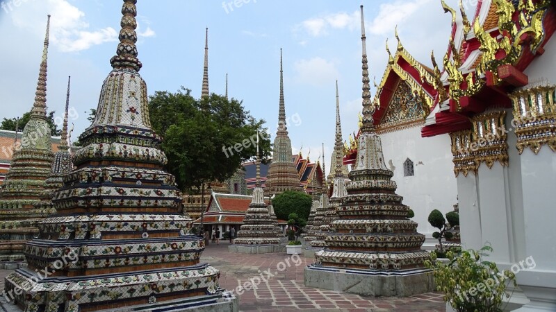 Stupas At Wat Po Temple Buddhist Free Photos