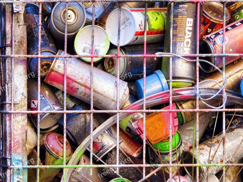 Graffiti Cans Of Paint Spray Empty Cans Grid